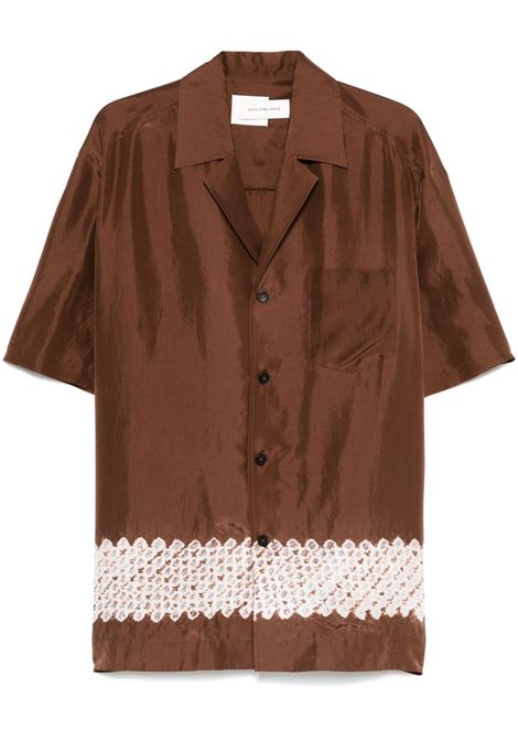 Brown silk shirt Feng chen wang - men